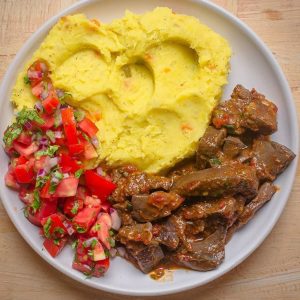 mashed potatoes with protein